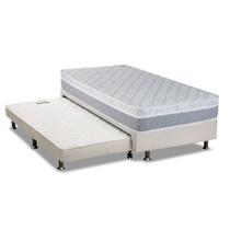 Cama Box c/ Auxiliar Solteiro: Colchão Luckspuma Conjunto 3 em 1 ( Box + Courano Nero Black Ortobom) + ( Luckspuma Pocket One Side) (88x188)
