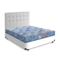 Cama Box + Cabeceira Cassis Branca e Colchão de Espuma D20 Casal - Gazin - Supreme 138cm