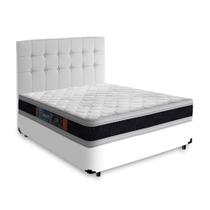 Cama Box + Cabeceira Cassis e Colchão Casal - Castor - Black White D45 - 138x188x62cm Branco