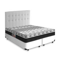 Cama Box + Cabeceira Cassis e Colchão Queen - Castor - Class Tecnopedic One Face - 158x198x60cm