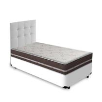 Cama Box + Cabeceira Cassis e Colchão Solteiro - Anjos - Classic Superlastic - 88x188x57cm Branco