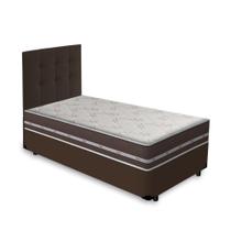 Cama Box + Cabeceira Cassis e Colchão Solteiro - Anjos Classic Superlastic - 88x188x57cm Marrom