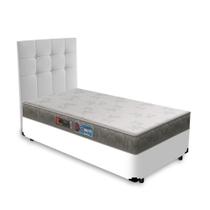 Cama Box + Cabeceira Cassis e Colchão Solteiro - Castor - Sleep Max - 88x188x53cm Branco