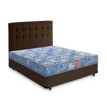 Cama Box + Cabeceira Cassis Marrom e Colchão de Espuma D20 Casal - Gazin - Supreme 138cm