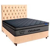 Cama Box + Cabeceira + Colchão Casal Confort Black Ortobom Cor:Perola Cama Box + Cabeceira + Colchão Casal Confort Black Ortobom Cor:Perola