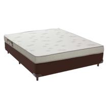 Cama Box Camurça Casal Marrom e Colchão Light Espuma Ortobom