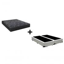 Cama Box Casal 138 Bipartido Tecido Branco Com Colchão Lisboa Bello Box D28 Preto