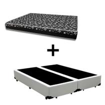 Cama Box Casal 138 Bipartido - Tecido Sintético Branco Com Colchão Belize Bello Box - D33 Preto 57x138x188 Cama Box Casal 138 Bipartido - Tecido Sintético Branco Com Colchão Belize Bello Box - D33 Preto 57x138x188