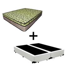 Cama Box Casal 138 Bipartido Tecido Sintético Branco com Colchão Espuma D33 Tokio Bege - Bello Box - 65x138x188 Cama Box Casal 138 Bipartido Tecido Sintético Branco com Colchão Espuma D33 Tokio Bege - Bello Box - 65x138x188