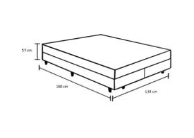 Cama Box Casal 138 Bipartido Tecido Sintético Branco com Colchão Lisboa Espuma D28 Preto