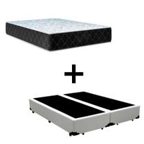 Cama Box Casal 138 Bipartido Tecido Sintético Branco Com Colchão Marrocos - Poliéster - Espuma D33 30cm - Bello Box