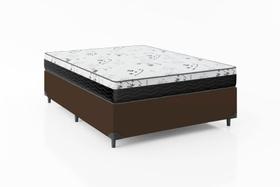 Cama Box Casal 138 Sintético Marrom com Colchão Espuma D33 One Face 57X138X188