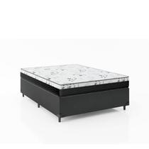 Cama Box Casal 138 Sintético Preto com Colchão Espuma D33 One Face - Bello Box - 58X138X188