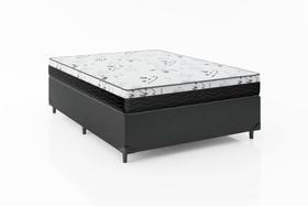 Cama Box Casal 138 Sintético Preto com Colchão Espuma D33 One Face - Bello Box - 58X138X188