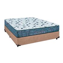 Cama Box Casal 138 Suede Bege Com Colchão Alegro Espuma D28 Cinza - 57x138x188cm