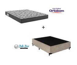 Cama Box Casal 138 Suede Bege com Colchão De Espuma - D33 Ortobom ISO 100 52x138x188