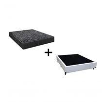 Cama Box Casal 138 Tecido Branco Com Colchão Lisboa Bello Box D28 Preto