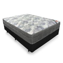 Cama Box Casal 138 Tecido Sintético Preto Com Colchão de Molas - D26 Ortobom ISO Superpocket 65X138X188