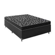 Cama Box Casal 138 Tecido Sintético Preto Com Colchão Espuma D20 - Tampo Preto 12cm Cama Box Casal 138 Tecido Sintético Preto Com Colchão Espuma D20 - Tampo Preto 12cm