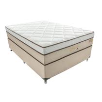 Cama Box Casal Aquarius com Colchão Casal Molas Ensacadas Bege e Branca Cama Box Casal Aquarius com Colchão Casal Molas Ensacadas Bege e Branca