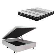 Cama Box Casal Baú Areia com Colchão Gran Sleep Molas Verticoil Ecoflex