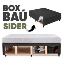 Cama Box Casal Baú Base Sider + 2 Travesseiros c/ Espaço Interno Amplo 138x188cm na cor Preto Orthocamas