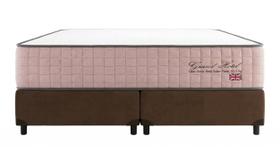 Cama Box Casal Bau Bipartido Suede Marrom + Colchão Grand Hotel Rose Molas Ensacadas - Comfort Prime Cama Box Casal Bau Bipartido Suede Marrom + Colchão Grand Hotel Rose Molas Ensacadas - Comfort Prime