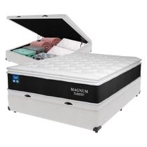 Cama Box Casal Baú Branco Colchão Magnum Plumatex PillowTop