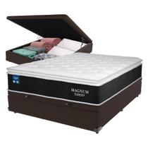 Cama Box Casal Baú Branco Colchão Magnum Plumatex PillowTop