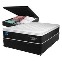 Cama Box Casal Baú Branco Colchão Magnum Plumatex PillowTop