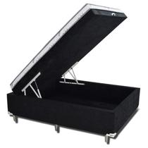 Cama Box Casal Baú Conjugada Suede Preto Cama Box Casal Baú Conjugada Suede Preto
