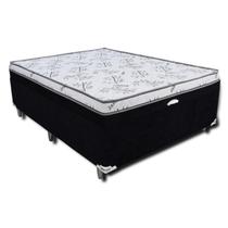 Cama Box Casal Baú Conjugada Suede Preto Cama Box Casal Baú Conjugada Suede Preto