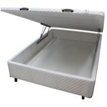 Cama Box CASAL Bau Frontal Pistão Branco - 138x188