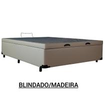 Cama Box Casal Baú Sintético Bege Premium - 138x188x35