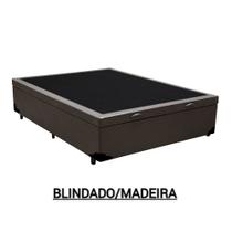 Cama Box Casal Baú Sintético Marrom Premium - 138x188x35 - DMA