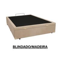 Cama Box Casal Baú Suede Bege Premium - 138x188x35