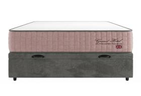 Cama Box Casal Bau Suede Cinza + Colchão Grand Hotel Rose Molas Ensacadas - Comfort Prime Cama Box Casal Bau Suede Cinza + Colchão Grand Hotel Rose Molas Ensacadas - Comfort Prime