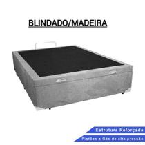 Cama Box Casal Baú Suede Cinza Premium - 138x188x35