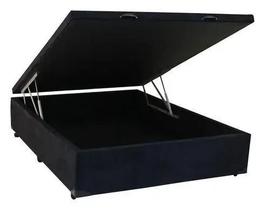 Cama Box Casal Baú Suede Preto 138x188x35