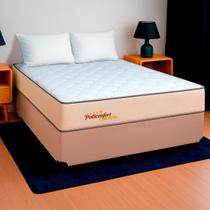 Cama Box Casal Bege + Colchão Sono Terapia D33 PoliConfort