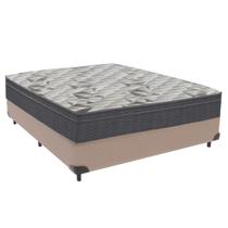 Cama Box Casal Bege e Colchão Airtech 100 D33 Ortobom