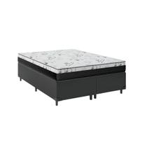 Cama Box Casal Bipartido 138 Preto com Colchão Espuma D33 One Face 58X138X188