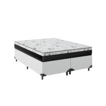 Cama Box Casal Bipartido 138 Sintético Branco com Colchão Espuma D33 One Face 57X138X188