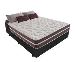 Cama Box Casal Bipartido 138 Tecido Sintético Preto com Colchão Little Angel - Bello Box - Mola Superlastic 62x138x188