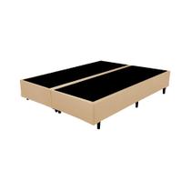 Cama Box Casal Bipartido Bege Suede 40x138x188 - Santo Box