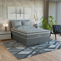 Cama Box Casal Bipartido Cinza + Colchão Paris Molas Cinza