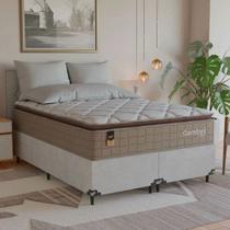 Cama Box Casal Bipartido + Colchão Comfort Class Pillow Top Bege/suede Branco Cama Box Casal Bipartido + Colchão Comfort Class Pillow Top Bege/suede Branco