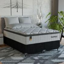 Cama Box Casal Bipartido + Colchão Comfort Class Pillow Top Branco/suede Preto Cama Box Casal Bipartido + Colchão Comfort Class Pillow Top Branco/suede Preto