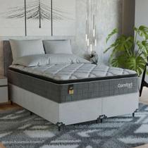 Cama Box Casal Bipartido + Colchão Comfort Class Pillow Top Cinza/suede Branco Cama Box Casal Bipartido + Colchão Comfort Class Pillow Top Cinza/suede Branco