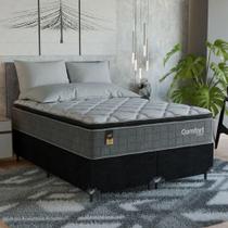 Cama Box Casal Bipartido + Colchão Comfort Class Pillow Top Cinza/suede Preto Cama Box Casal Bipartido + Colchão Comfort Class Pillow Top Cinza/suede Preto